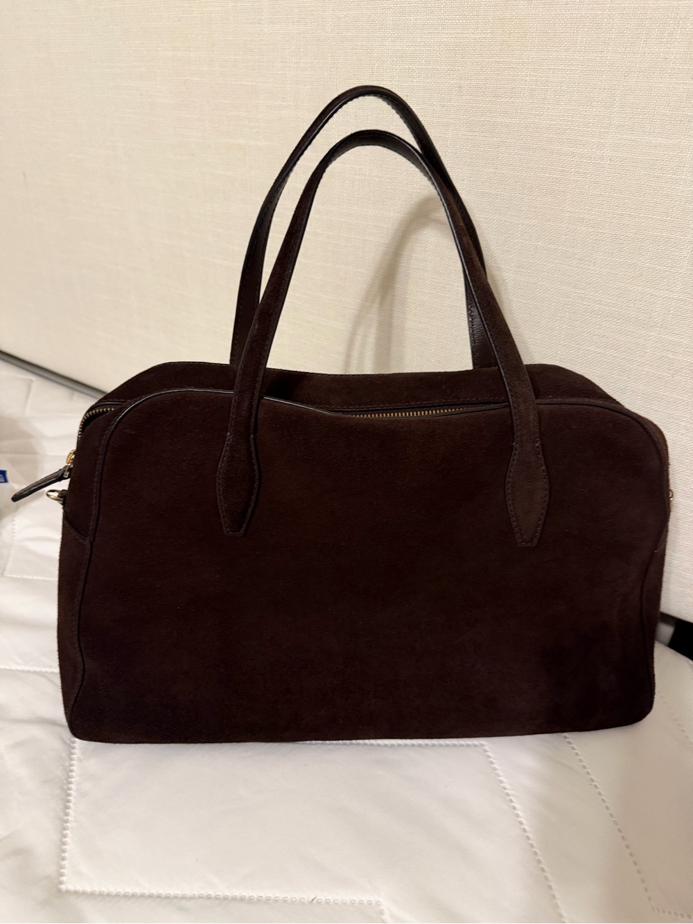 Madewell Dark Brown Suede Satchel with Top Handles - Picture 4 of 4
